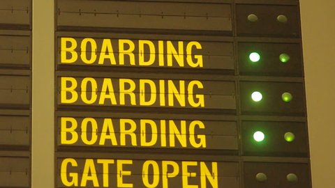Blinking Boarding Message On Airport Flight Stock Footage Video (100% ...