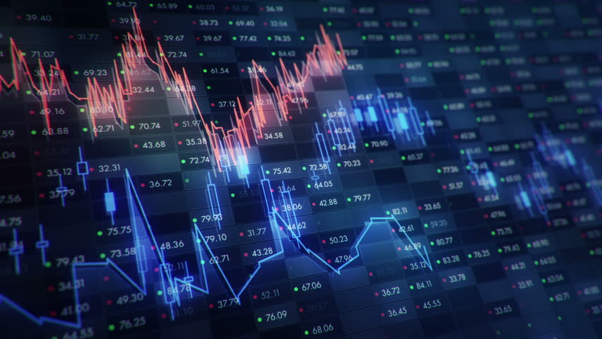 Abstract background with animation of growth graph of stock market on screen of trading board with abstract quotes tickers, words about business or technology, binary code. Animation of seamless loop. | Shutterstock HD Video #24538934
