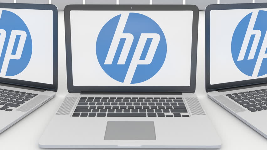 Laptops with Hp Inc. Logo Stock Footage Video (100% Royalty-free