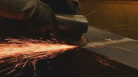 Sparks from the grinding stones of welders