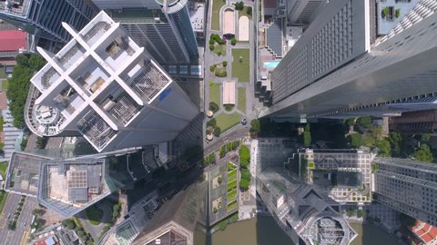 Singapore Raffles Place from above Aerial Roof
