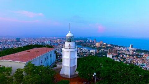 Flycam: Vung Tau Lighthouse was constructed for  in Viet Nam in 1862, this is an attractive destination for the visitors when visiting Vung Tau for  dreamlike landscape.