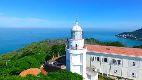 Flycam: Vung Tau Lighthouse was constructed for  in Viet Nam in 1862, this is an attractive destination for the visitors when visiting Vung Tau for  dreamlike landscape.