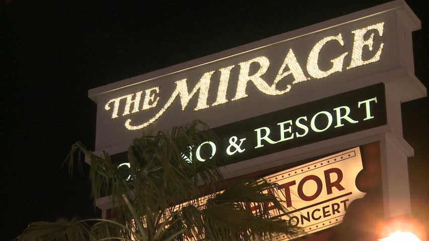 LAS VEGAS - MARCH 1: The Mirage Resort at night on March 1, 2012 in Las Vegas,