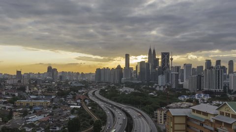Time lapse of sunrise in Kuala Lumpur, Malaysia. High quality, Ultra HD, 4K resolution.
