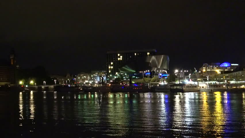 City Hall in Stockholm. Sweden. Night, lights