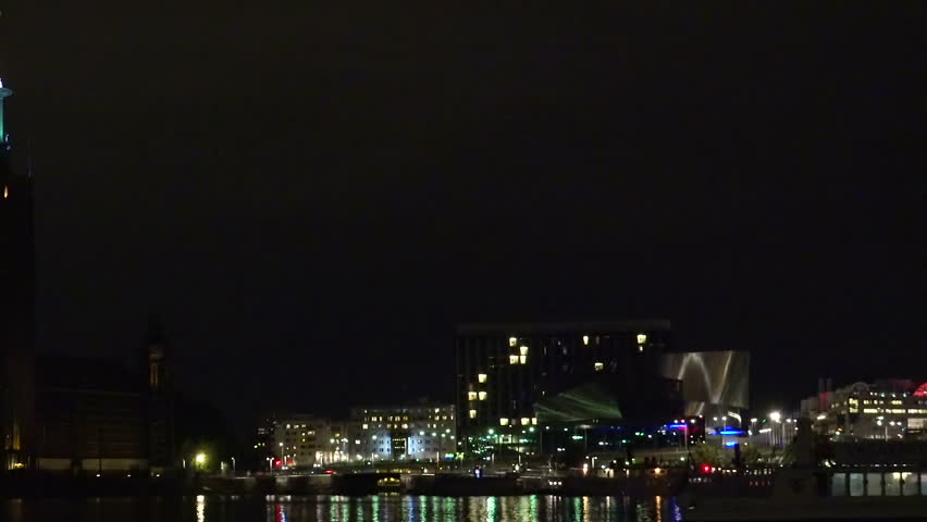 City Hall in Stockholm. Sweden. Night, lights