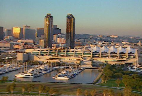 SAN DIEGO - Circa 2002: Aerial footage of downtown San Diego in 2002.