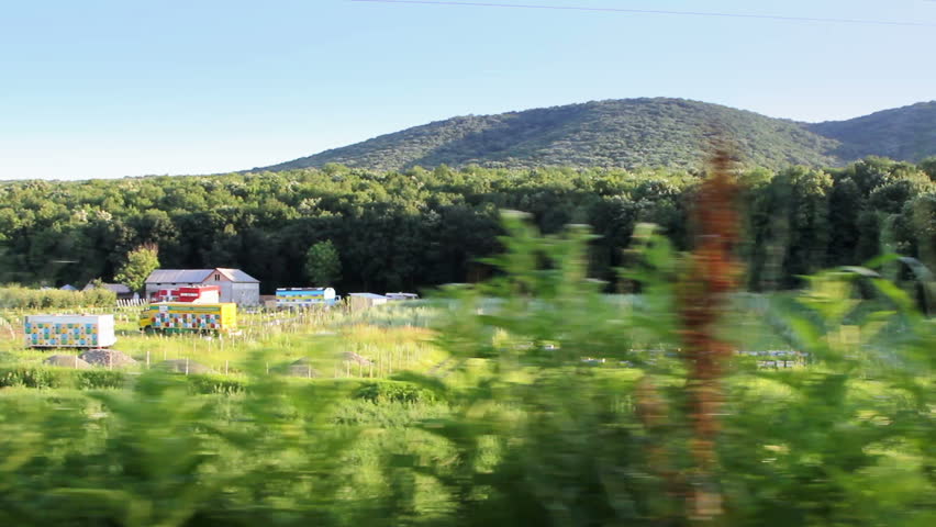 Landscape in motion. Steady footage shot from the car