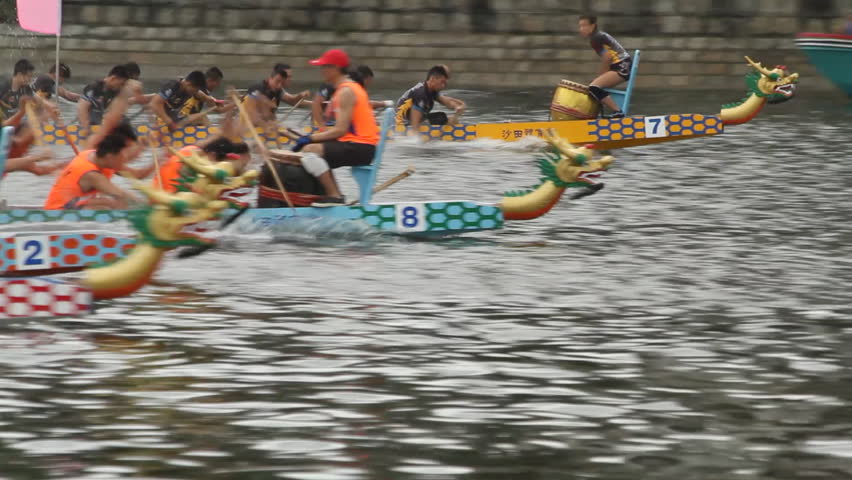 HONG KONG, CHINA - JUNE 23: Dragon Boat Racing in Hong Kong. Dragon boat racing
