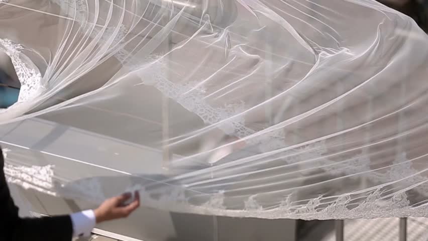 Bridal veil in windy weather slowmotion