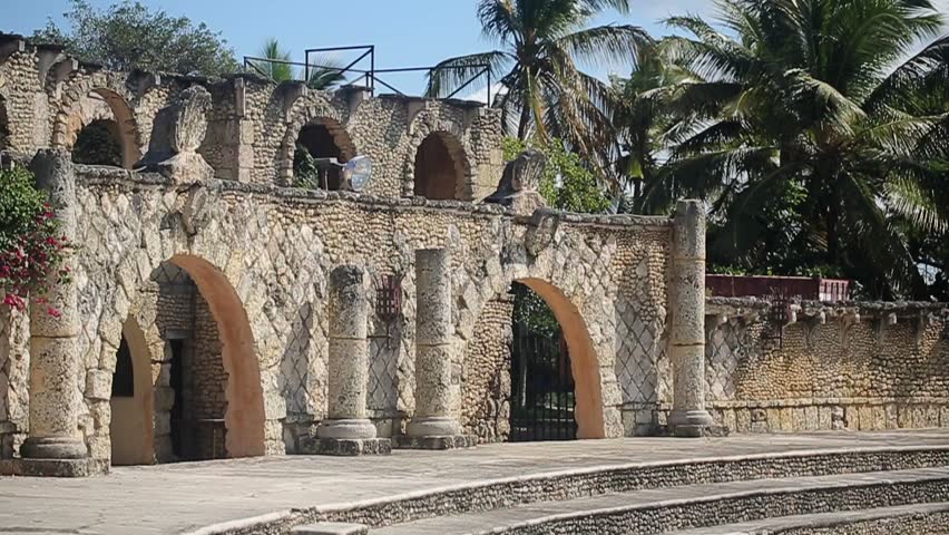 Arena building in medieval city at sunny day