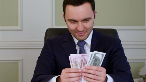 Evil satisfied business counting money