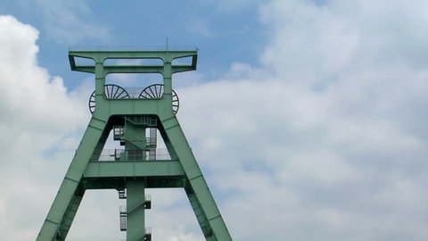 A time lapse over a coal shaft tower in Bochum, Germany
