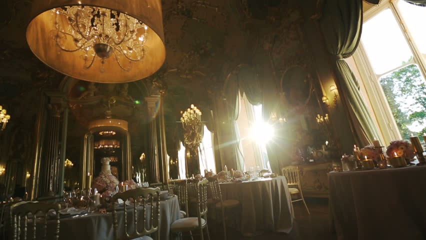 Gleam of light sparkles in restaurant