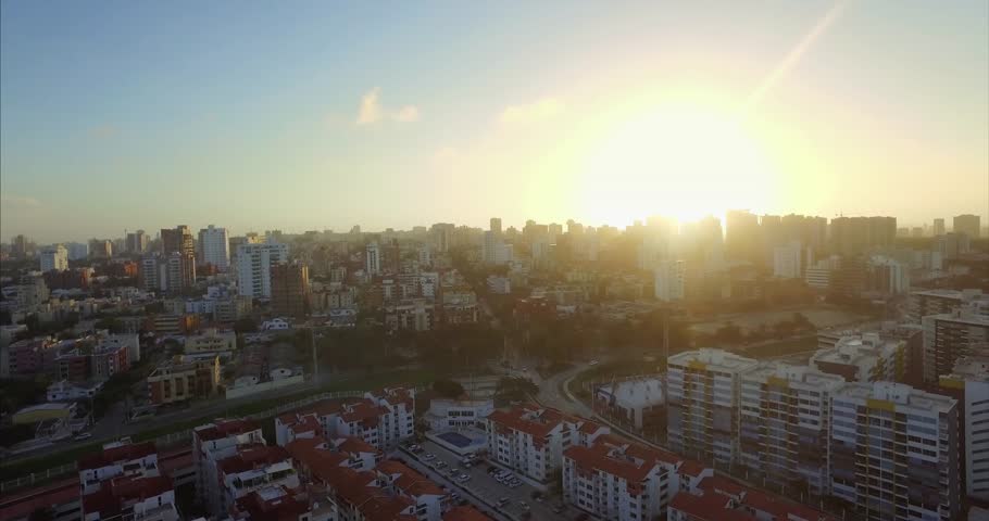 Barranquilla Colombia Sunset Cityscape Aerial 05.mov