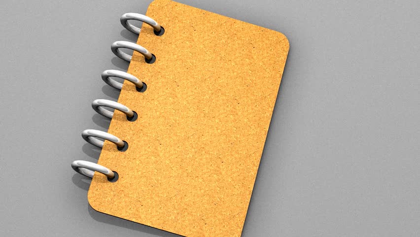 Paper note book flipping page animation.