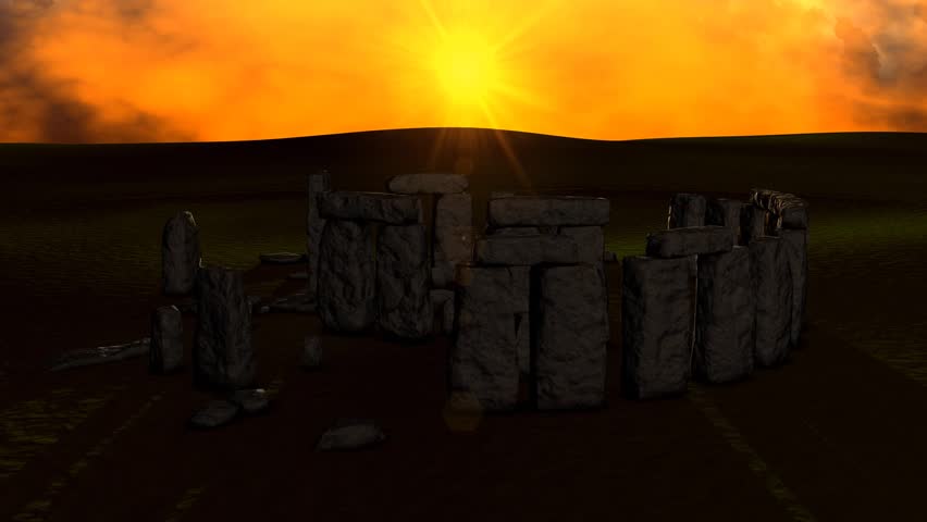 Stonehenge ruin view on sunset.