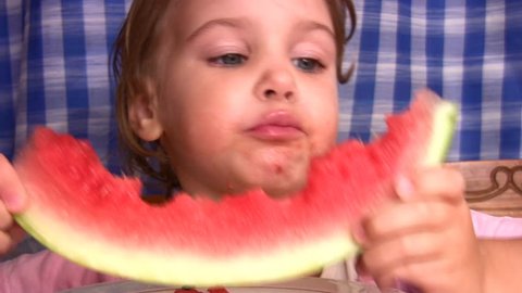 little girl with watermelon 