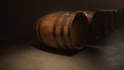 02648 Rolling Oak Barrel Of Wine In Cellar