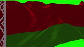 4K Belarus Flag is Fluttering on green background. Isolated waving. Green screen.