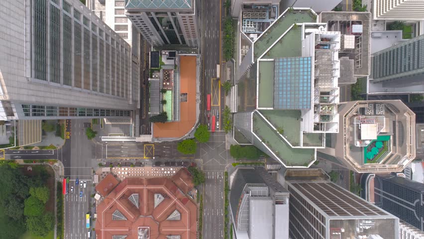 Singapore city district Downtown view Aerial