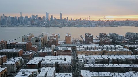 Aerial Winter New York City 4K