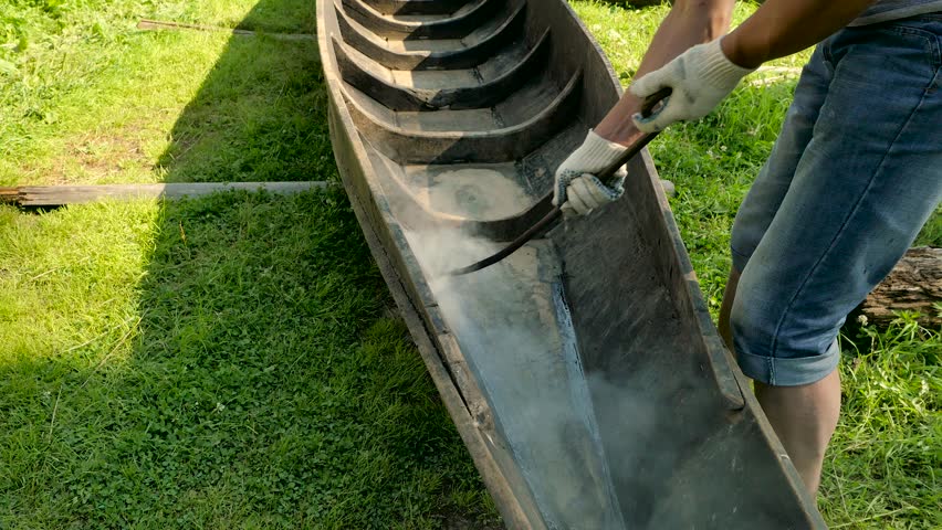 pitch inside wooden boat close-up 