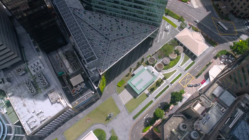Singapore city streets in downtown Aerial 