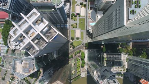 Singapore Aerial top down Skyscrapers
