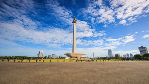 Time lapse national monument, Jakarta, Indonesia 