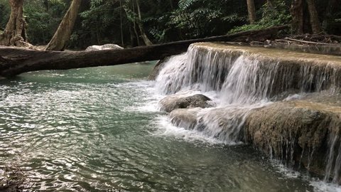 Wonderful Waterfall in deep forest at Erawan waterfall National Park Kanjanaburi Thailand