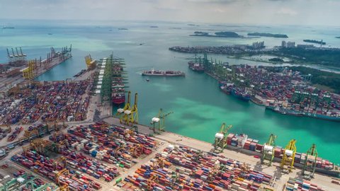 Singapore Aerial timelapse port Day
