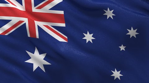 Flag of Australia waving in the wind - seamless loop with highly detailed fabric texture