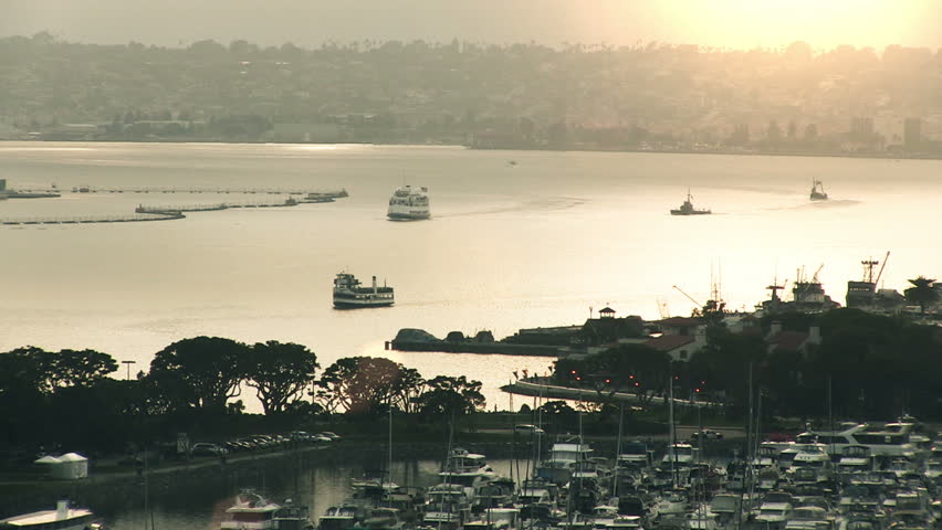 Boats Cruising the Bay at San Diego