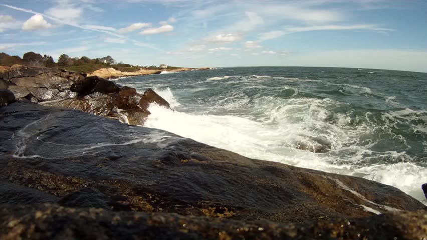 Waves Crashing on Rocky Shore | Narragansett, Rhode Island USA | 