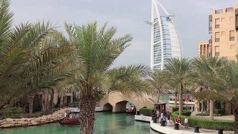 DUBAI - CIRCA FEBRUARY 2017: Madinat touristic and commercial area, a popular destination for travellers