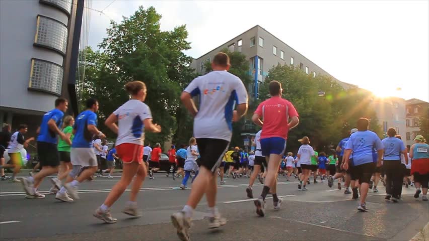 FRANKFURT - JUNE 14: Runners compete in the J.P. Morgan Corporate Challenge on