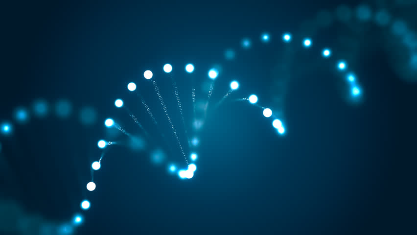 3D rendered loopable animation of rotating DNA glowing molecule on blue background. Genetics concept. | Shutterstock HD Video #24707261