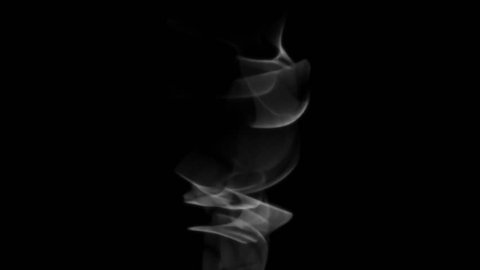 White smoke on black background loop