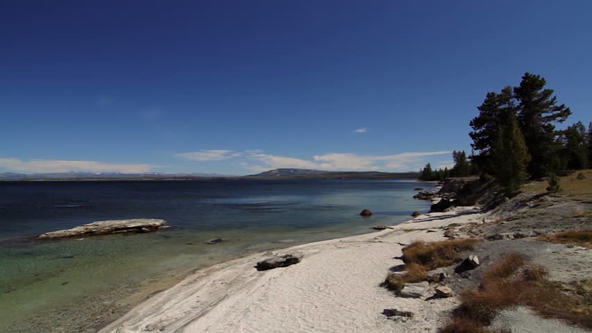 Yellowstone Lake, Yellowstone National Park, United States - Graded and stabilized version. Watch also for the native material, straight out of the camera.