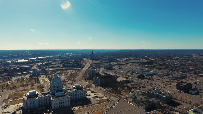 aerial view of the St. Paul Minnesota skyline and State Capitol Building Twin Cities 6