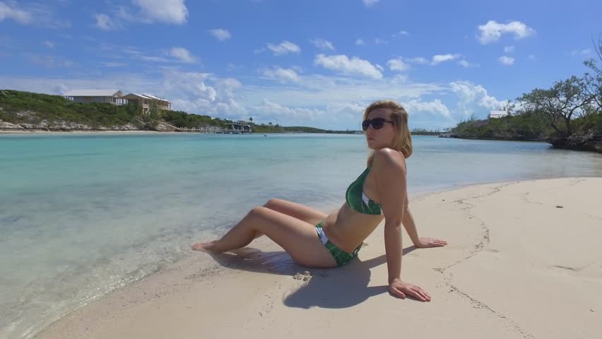 Beach babe and diver