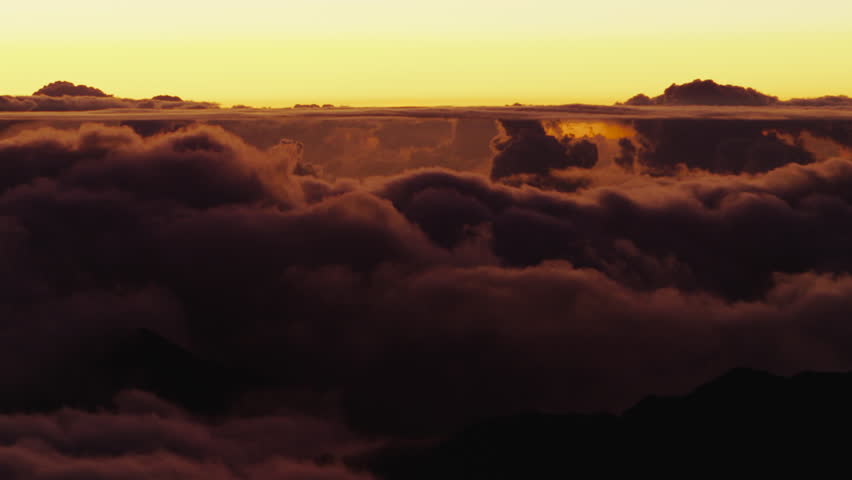 Clouds Floating in Valley at Dawn, Haleakala National Park Hawaii