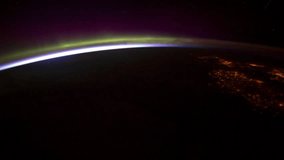 Planet Earth seen from the International Space Station with Aurora Borealis over the earth, Time Lapse 4K. Images courtesy of NASA Johnson Space Center
