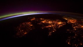 Planet Earth seen from the International Space Station with Aurora Borealis over the earth, Time Lapse 4K. Images courtesy of NASA Johnson Space Center