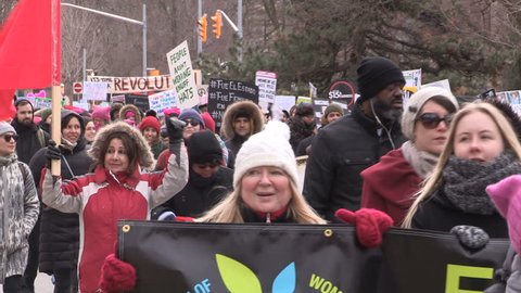 Toronto, Ontario, Canada March 2017 International women's rights day march and protest