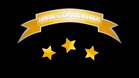 A nice cute videogame screen, saying Level completed on a golden ribbon. Shining stars, black background.
 - Powered by Shutterstock - Get 15% off with code: PIKWIZARD15