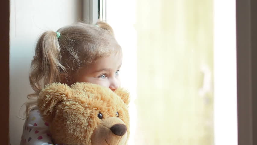 little girl with teddy