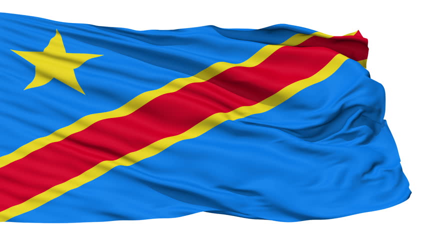 Animation of the full fluttering national flag of Congo isolated on white